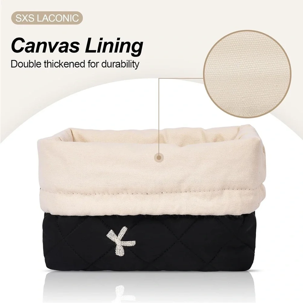 Black Quilted Drawstring Bag